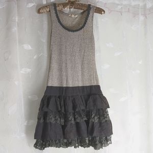 Mine... Grey Lace and Ruffle Dress, Size Small